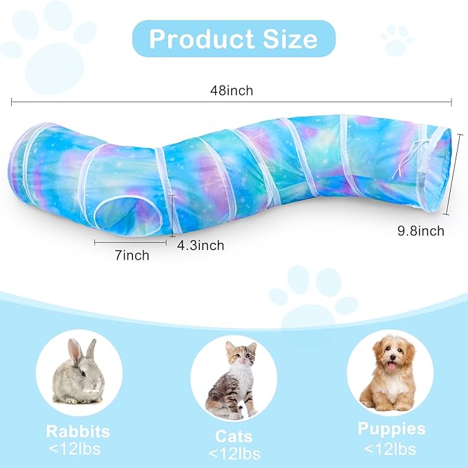 Cat Tunnels for Indoor Cats S-Shape Cat Tunnel Cute Cat Toys Foldable Cat Tube with Mouse Toy Funny Cat Stuff
