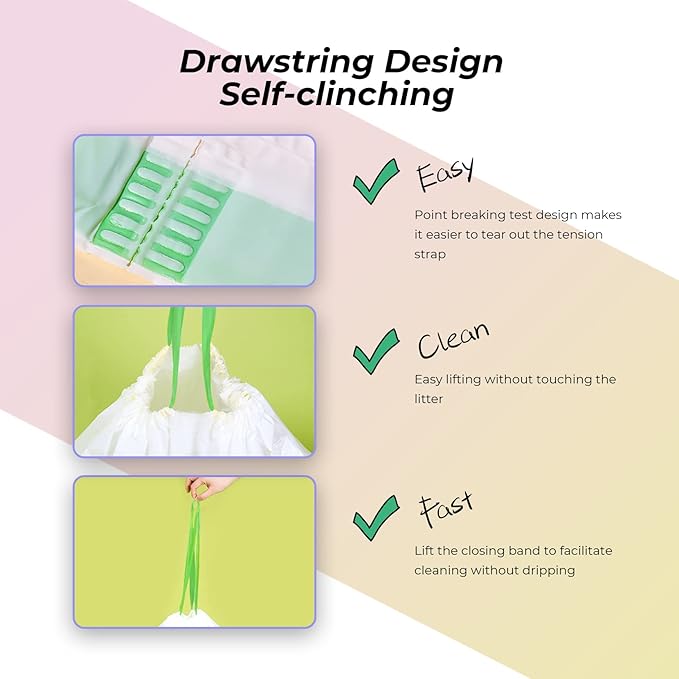 Cat litter Box Liners,20 Count 37" x 19" Large Extra Durable Heavy Duty Litter Pan Liner Bags with Drawstring for Pet Cat Litter Box Tray (Unscented)