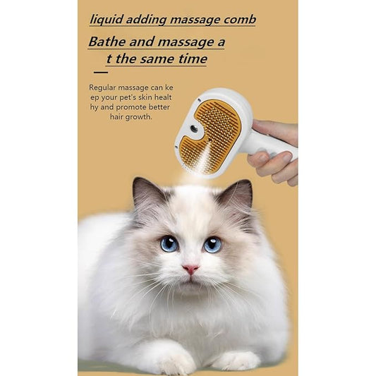 Cat Brush for Shedding Rechargeable Cat Steam Brushes for Indoor Cats Self-Cleaning Pet Grooming Tool for Long and Short Hair Steamy Dog Comb Cat Deshedding Hair Brush, Yellow