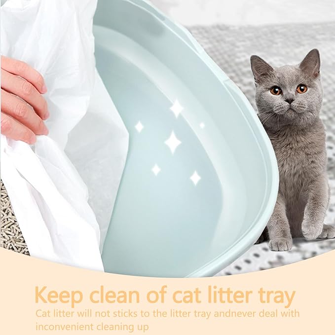 Cat Litter Box Liners - 24 Count Jumbo Drawstring Cat Litter Bags, Extra Large Thick Durable Leak-Proof Litter box Liners Heavy Duty, Kitty Litter Bags for Pet Cat Pan Litter Tray 18" x 37"