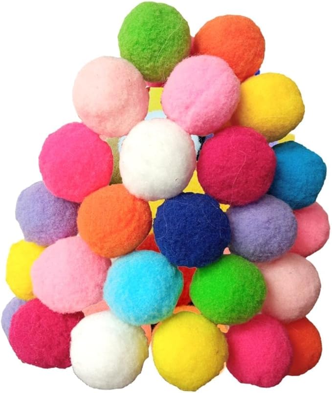 Premium Soft Pom Pom Balls for Kittens - Lightweight, Interactive, Assorted Colors - Plush Toy Balls for Kitten Training and Play - Pet Products for Cats (1.2 Inches 30 Balls)