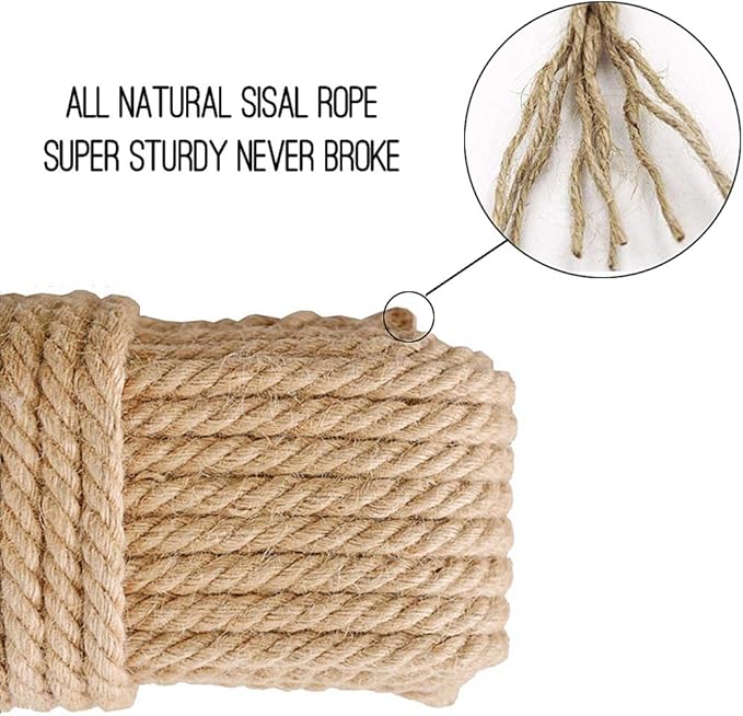 Aoneky Replacement Cat Scratching Post Sisal Rope - Hemp Rope for Cat Tree and Tower (5/16'' 33 Ft)