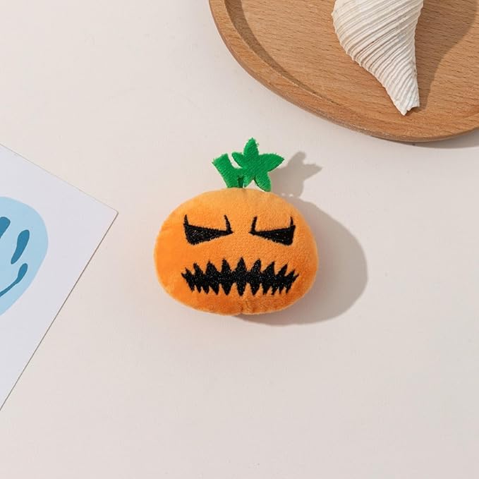 4PCS Halloween Pumpkin Cat Squeaky Toys Interactive Plush Pet Toy for Indoor Cats with Squeaker