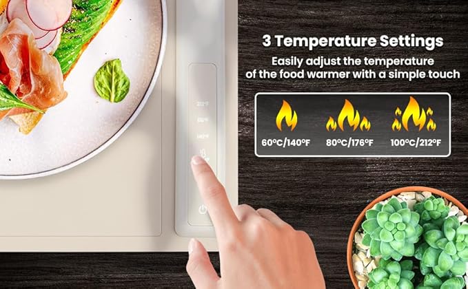 Electric Warming Tray, Full Surface Heating, Portable Food Warmer Rolling Silicone Mat, Food Warmer for Parties FeaturesFoldable Design & Fast Heating, Warming Plate for Buffet (Beige)