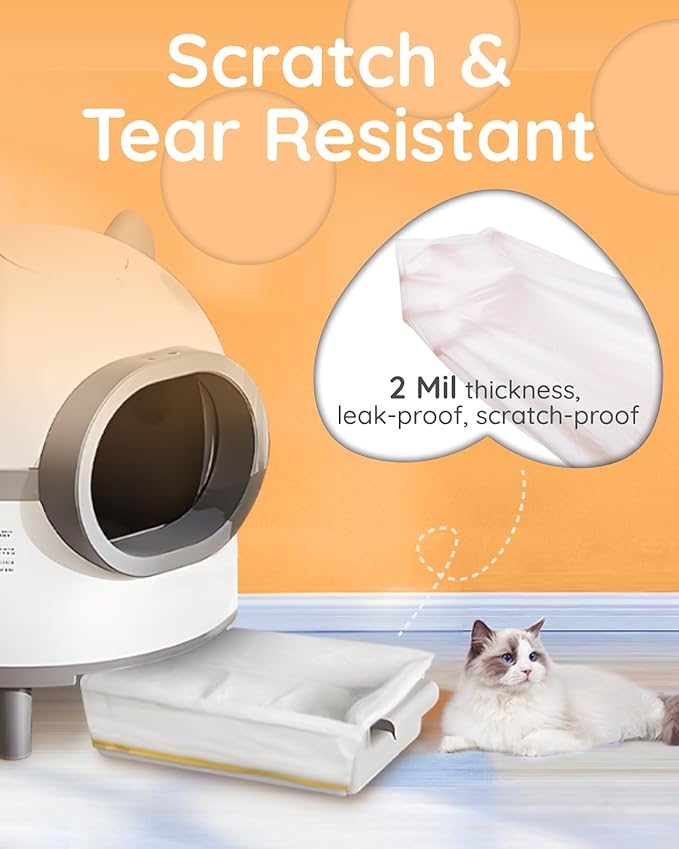 Drawstring Litter Box Liners 37"x18”, Cat Litter Bags Fit for Pet Safe Scoopfree Cat Litter Tray Pans & Most Medium & Large Cat Litter Box, Self-cleaning Litter Robot Liners, 20 Count