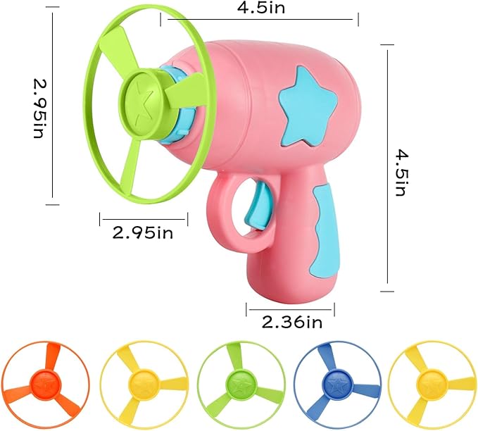 Andiker Cat Fetch Toy, Interactive Cat Flying Disc Launcher Toy with 5 Colorful Flying Propellers for Cat Enrichment, Flying Saucer Toy for Cat for Training and Chasing (Blue)