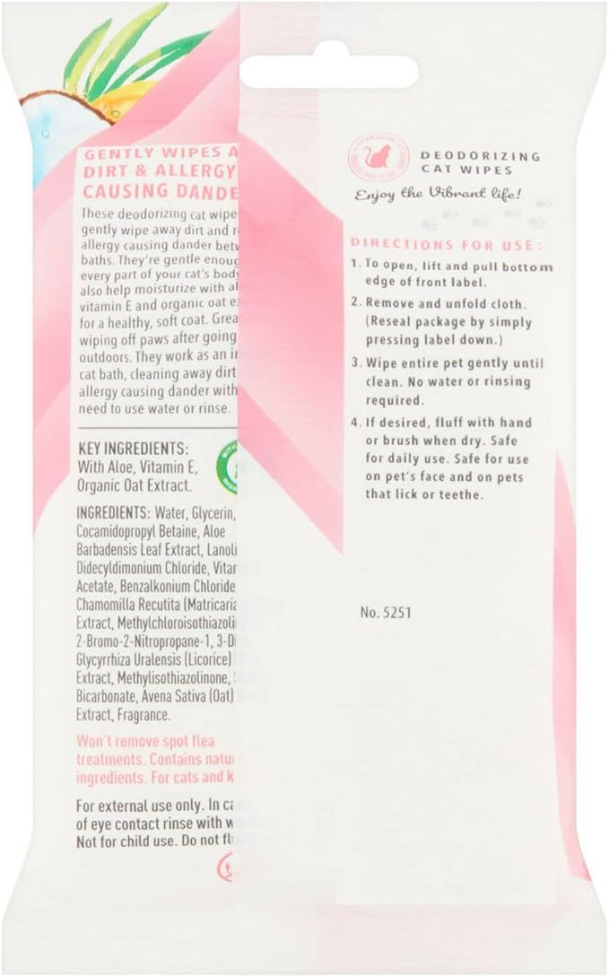 Vibrant Life Deodorizing Cat Wipes