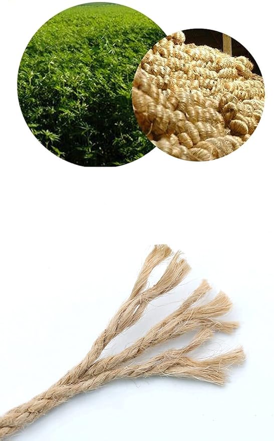 Nature Hemp Rope,1/4inch Heavy Duty Jute Twine for Cat Tree and Tower, DIY Scratcher Scratching Post Replacement, Pad, Crafts Gardening Hammock Home Decorating(33FT)