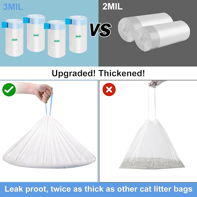 ELEGX 80 Count Litter Box Liners Bags, 3MIL Extra Thick Heavy Duty,27.1" x 12.9" Compatible with Neakasa M1, PetPivot AutoScooper 11 Open-Top Automatic Self-Cleaning Cat Litter Robot Box