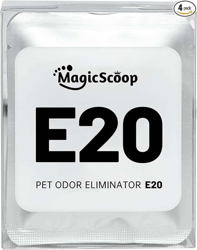 Pet Odor Eliminator, E20 Deodorizer for Self-Cleaning Cat Litter Box, Superior Odor Control, Odor Remover for Cat Toilet (4 pcs/box)
