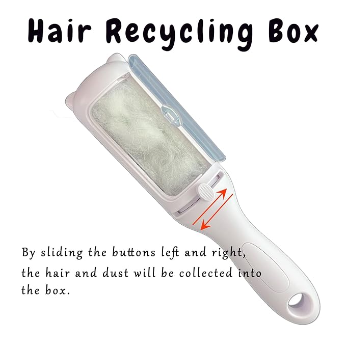 Cat Brush Pet Dry Cleaning Brush Cat Self Sticky Brush for Shedding and Grooming Long Short Hair Removal Comb with Recycling Box for Kitten Dog Rabbit Massage Roller Removes Loose Fur (White)