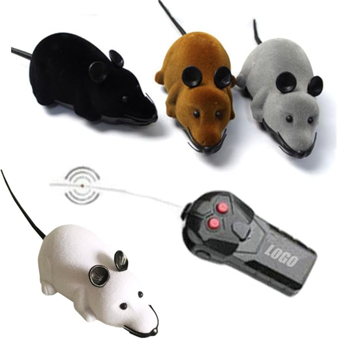 Wireless Remote Control Mock Fake Rat Mouse Mice RC Toy Prank Joke Scary Trick Bugs for Party and for Cat Puppy Funny Toy (Black)