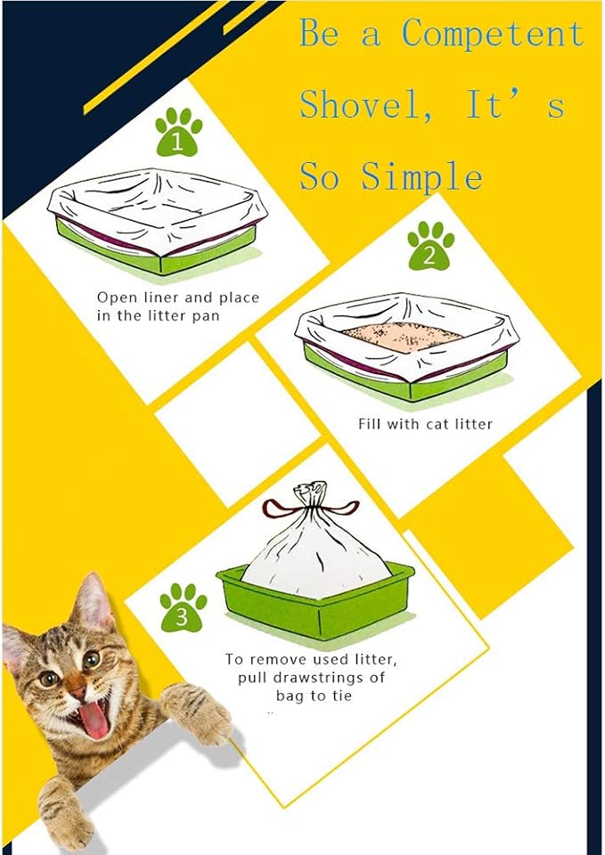 Cat Litter Liners,21 Count Heavy Duty Litter Box Liners Drawstring, Extra Jumbo Cat Litter Pan Bags,Unscented, 45 in x 18 in