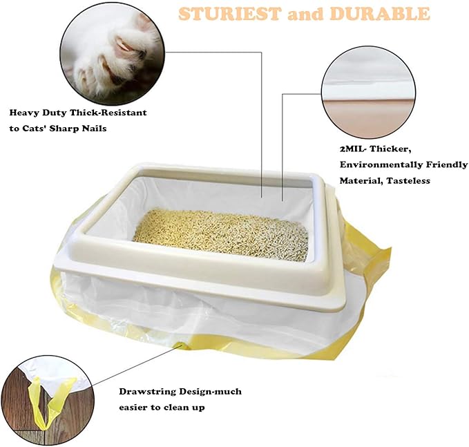 Cat Litter Liners,21 Count Heavy Duty Litter Box Liners Drawstring, Extra Jumbo Cat Litter Pan Bags,Unscented, 45 in x 18 in
