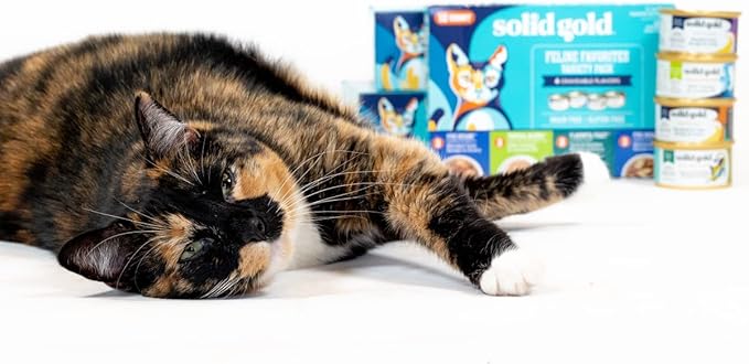 Solid Gold Wet Cat Food Variety Pack - Pate & Shreds in Gravy - Real Chicken, Tuna, Mackerel and Sardine - Canned Cat Food, 12 Pack