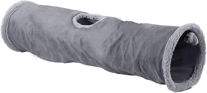 ALL FOR PAWS Collapsible Cat Tunnel Crinkle Cat Toys Play Tunnel Tube,You Will Receive Either a Gray or tan Tunnel