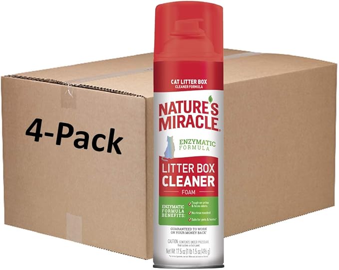 Nature's Miracle Litter Box Cleaner Foam, Enzymatic Formula, 17.5 oz, Pack of 4