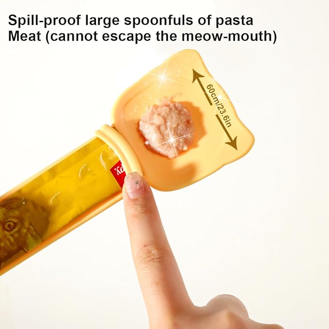 Panup Cat Strip Feeder - 3 Colors Cat Stripe Squeeze Spoon, Cat Treat Feeding Spoon, Cat Food Spoon for Wet Food, White, Green, Yellow