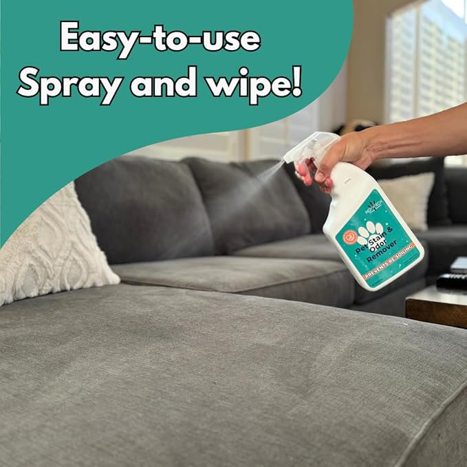 Pet Stain & Odor Remover - Fast-Acting Enzyme Cleaner for Dog & Cat Urine - Safe for Carpets, Floors, Furniture - Non-Toxic, Pet-Safe Formula - 32 oz Spray