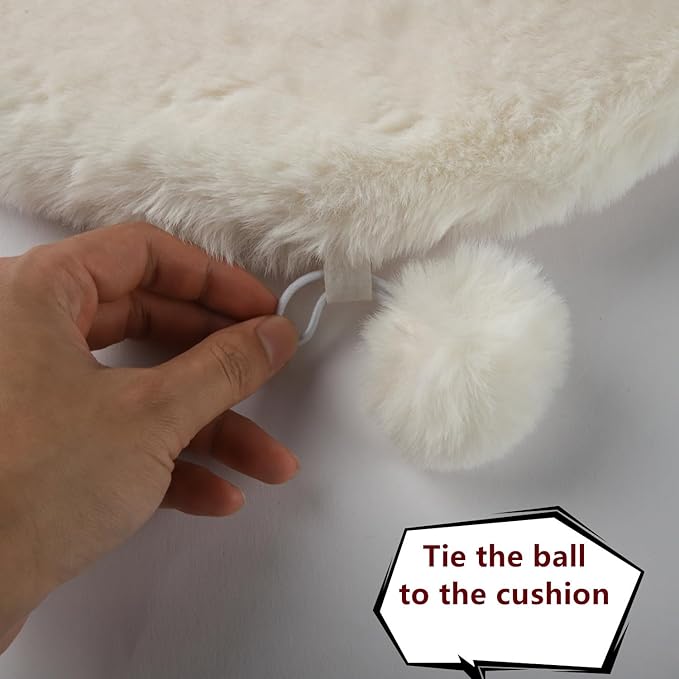 SHENGOCASE 2-Pack 12" x 22" Faux Rabbit Fur Pet Bed Mats, Non-Shedding and Non-Deforrable