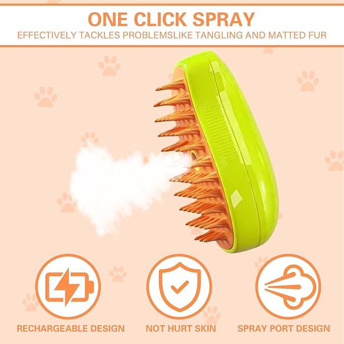 Steamy 3 in 1 Multifunctional Steam Pet Grooming Brush - Self-Cleaning Hair Removal and Massage for Cats