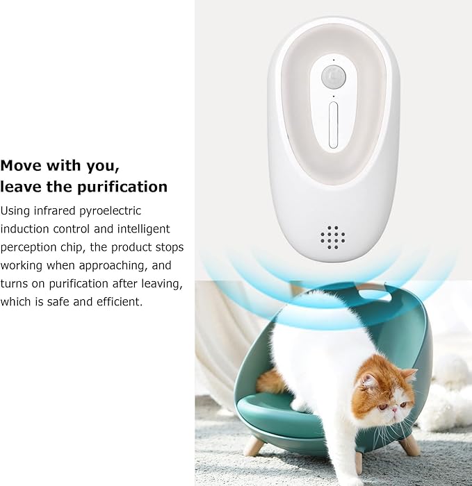 TOPINCN Cat Litter Deodorizer, Smart Induction Pet OdorPurifier with Night Light, Rechargeable OdorCat Litter Box Cat Litter Odor Freshener Toilet Air Purifier