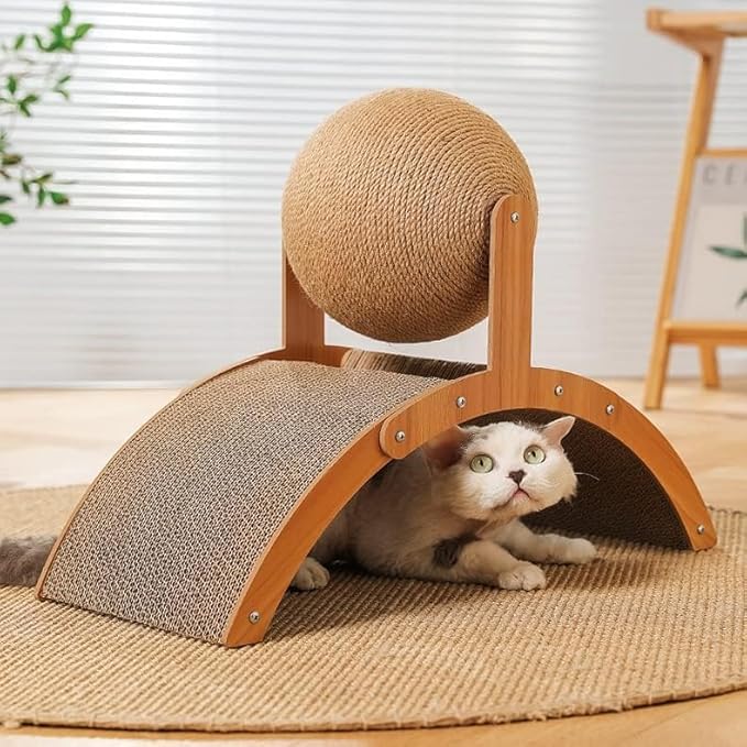 Cat Scratch Pad, Ferris Wheel Design, Suitable for Cat Play, Interaction, Nail Grinding, Bite Resistant. (Arch, Middle)