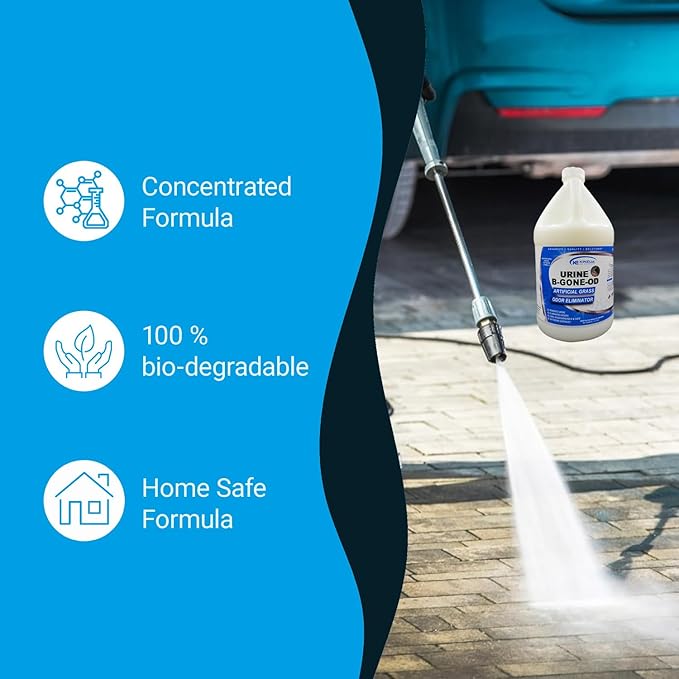 KINZUA ENVIRONMENTAL Urine B-Gone-OD Professional Pet Urine Enzyme Cleaner, Pet Yard Odor Eliminator for Artificial Grass, Concrete & More, 1 Gallon