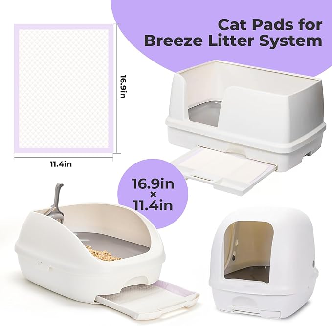 Cat Pads Refills for Litter Box: Cat Litter Mat for Tidy Cats Breeze Litter System - Thickened 6-Layer Super Absorbent Breeze Pads - 16.9" X 11.4" Odor Control - Pack of 20
