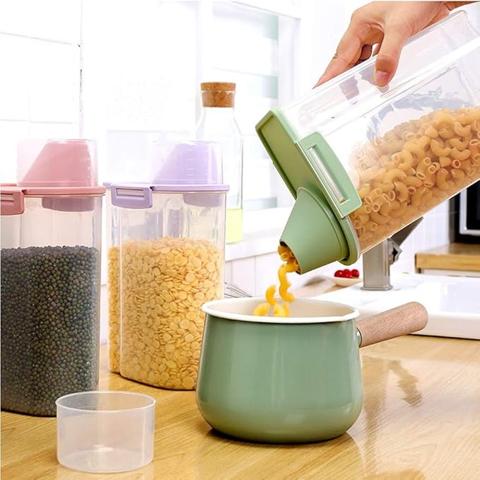 Pet Food Storage Container with Graduated Cup and Seal Buckles Food Dispenser for Dogs Cats (Green)