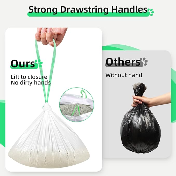 50 Count Waste Drawer Liners Bags Compatible with Litter Box Robot 4 and 3, Thick Self-cleaning Cat Litter Box Liners refill with Drawstring Heavy Duty 10-12 Gallons of Capacity