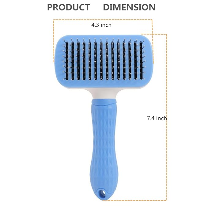 Cleaning Slicker Brush, Cat Brush with Release Button, Dog Shedding Brush for Grooming, Cat Comb Pet Massage Tool Suitable for Long or Short Pet Hair Cleaner, Removes Tangles & Loose Fur(Square)