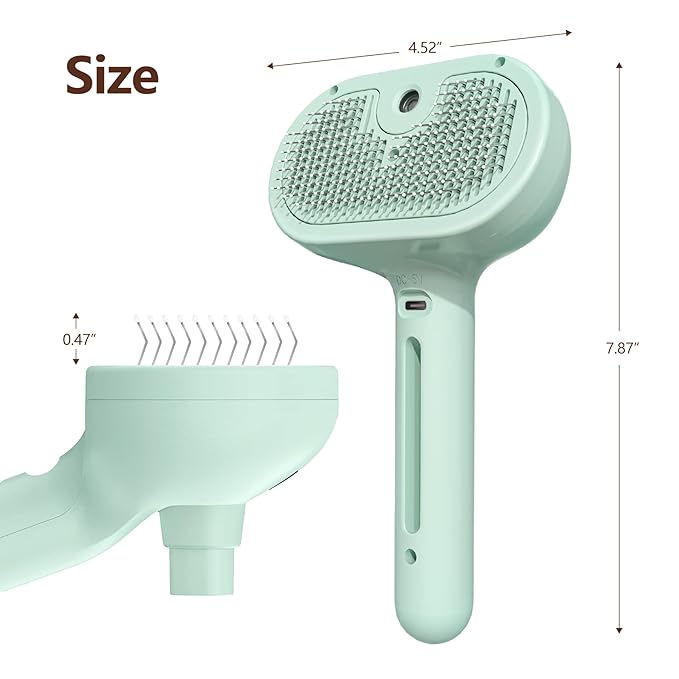 L&W BROS. Cat Steam Brush for Shedding Self Cleaning Steamy Cat Brush Cats Hair Grooming Brush Misting Cat Brush for Long Haired Cats(Light Blue)