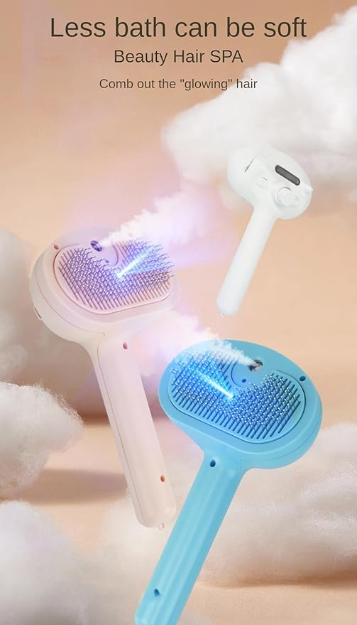 Cat Steam Brush for Indoor Cats – Gentle Cat Hair Brush with Steam Mist, Self-Cleaning Feature, and Quiet Massage Function – Perfect for Shedding, Tangles, and Grooming | Steam Brush for Cats