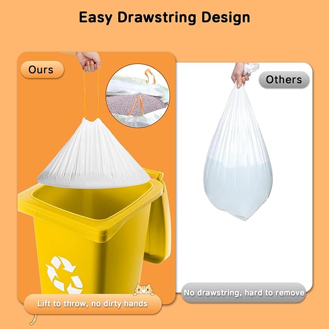 Cat Litter Box Robot 4 and 3 Waste Bags β 120 Count Extra Thick Drawstring Liners Compatible with Self-Cleaning Litter Box Robot, Heavy-Duty Cat Litter Box Liner Bags, 9-11 Gallons