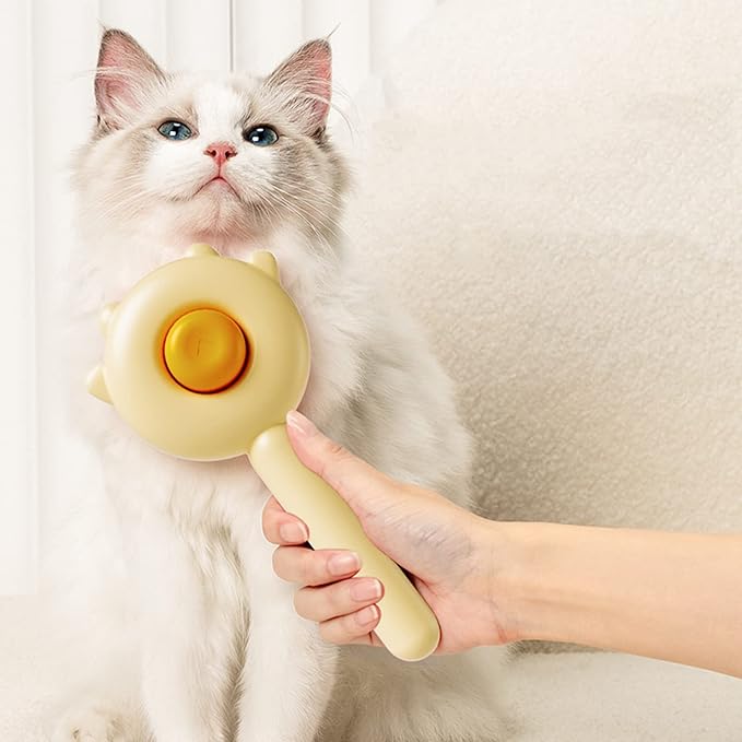 Cat Brush, Magic Pet Comb, Pet Hair Cleaner Brush, Pet Grooming Cat and Dog Brush, Self Cleaning Cat Brush, Cat Grooming Brush, Cat Shedding Brush, Cat Brush for Long Hair Cats (Yellow)