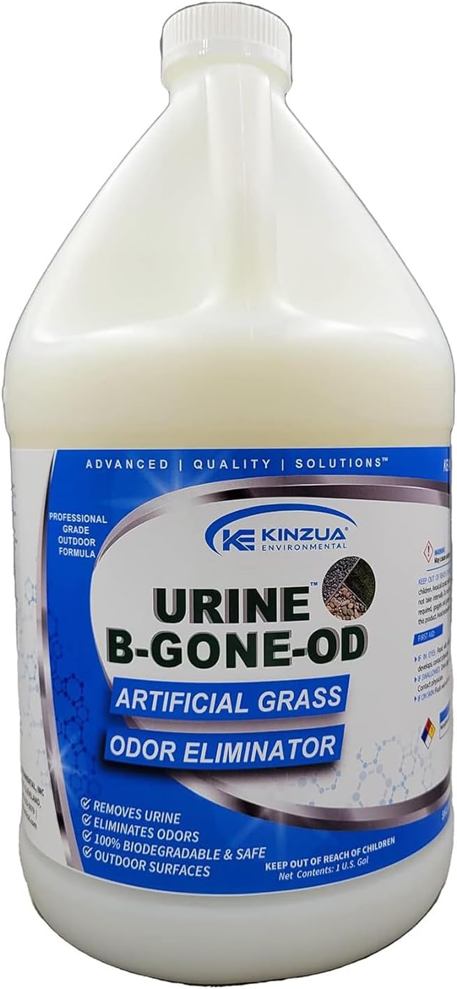 KINZUA ENVIRONMENTAL Urine B-Gone-OD Professional Pet Urine Enzyme Cleaner, Pet Yard Odor Eliminator for Artificial Grass, Concrete & More, 1 Gallon