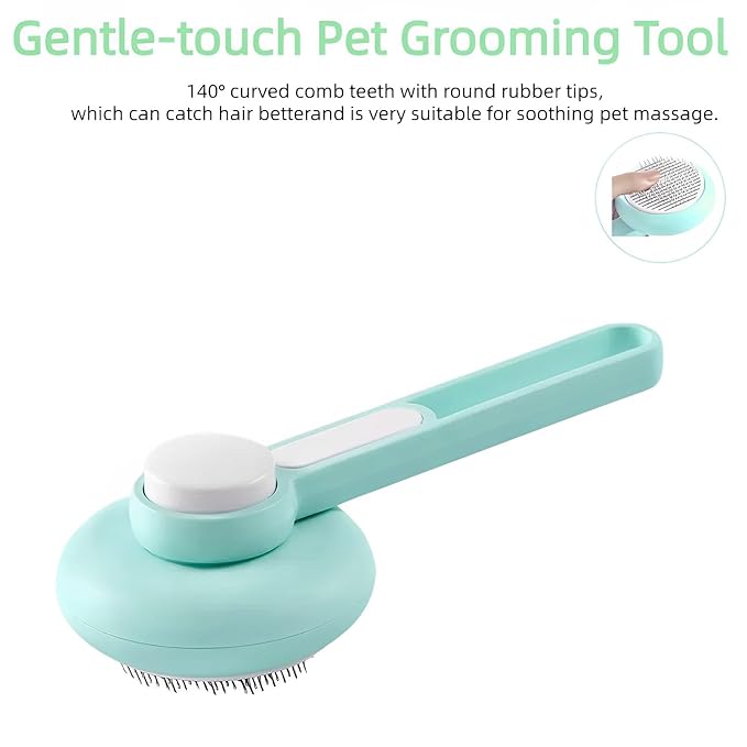 Cat Brush,Self-Cleaning Cat Brush for Indoor Cats,Pet Grooming Brush Massage Removes Loose Fur,Suitable for Long or Short Haired Cats