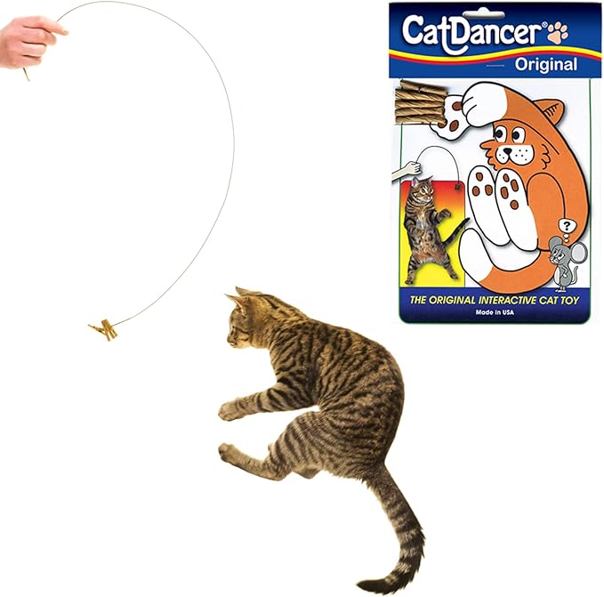 Cat Dancer Products Cat Chaser with Colorful Fleece, Interective Toy for Exercise with Ringtail Whisker & Bowtie (Pack of 7)