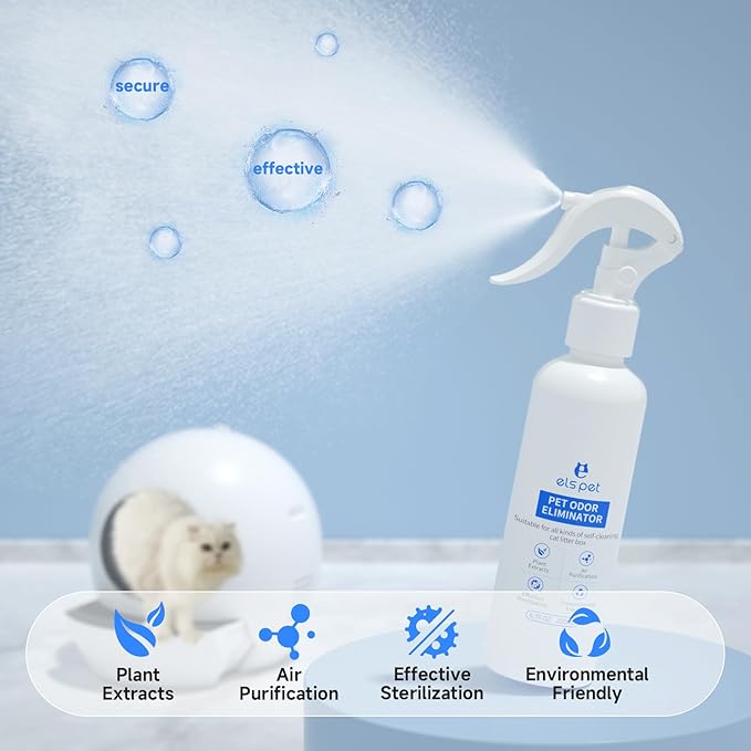 ELS PET Odor Eliminator for Strong Odor - Enzyme Pet Odor Eliminator for Self Cleaning Litter Box- Stain Remover for Cats and Dog Pee - Enzymatic Cat Urine Destroyer - Carpet Spray, 6.76oz Two Pack