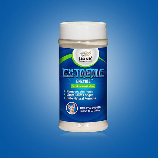Extreme Enzyme, CAT Litter Odor Eliminator. Triple-Action Deodorizing Powder with Natural enzymes, Ammonia removers and Activated Baking soda. Fragrance Free & Made in USA (1lb)