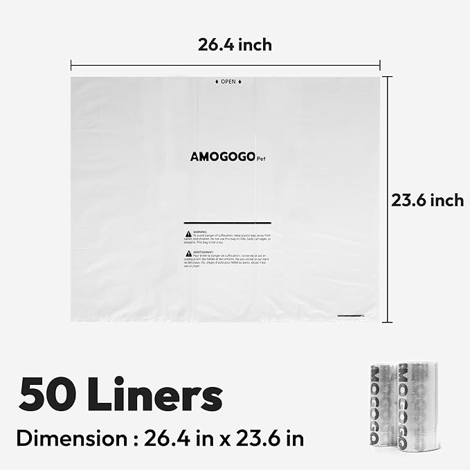 Waste Bags, Compatible with Litter Robot 4 & 3, 50 Pack Liners for Self Cleaning Litter Box, Cat Litter Bags with 9-11 Gallon Capacity, Pre-Separated, Transparent, Replacement Bags Liners