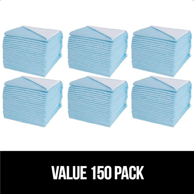 Gorilla Guard Disposable Puppy Pads, 5 Layer Pee Pads for Dogs, Absorbent Diaper Changing Pad, Dog Potty Training Supplies, Quick Dry Pet Housebreaking Essentials for Puppies, 25 Count 22x22 in