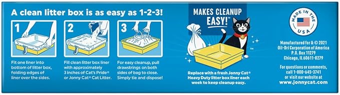 JONNY CAT Litter Box Liners, Convenient and Durable Disposable Cat Litter Liners for Easy Cleanup, Extra Thick and Tear-Resistant (Pack of 4) (4 Items)