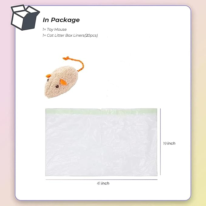 Cat litter Box Liners,20 Count 41" x 19" Large Extra Durable Cat Litter Pan Bags with Drawstring Heavy Duty Liner Bags for Pet Cat Litter Tray (Unscented)