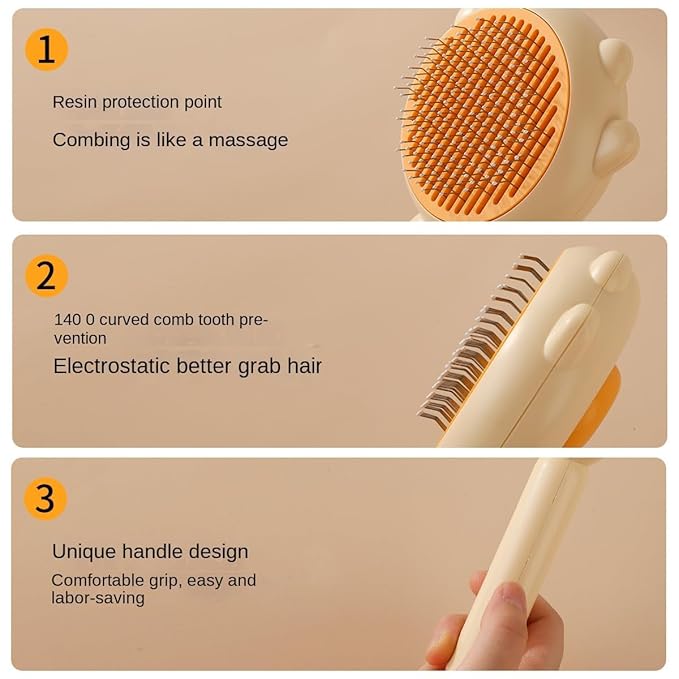 Cat Brush with Release Button, Cat Brushes for Indoor Cats Shedding, Cat Brush for Long or Short Haired Cats, Cat Grooming Brush Cat Comb for Kitten Rabbit Massage Removes Loose Fur (Egg Yellow)