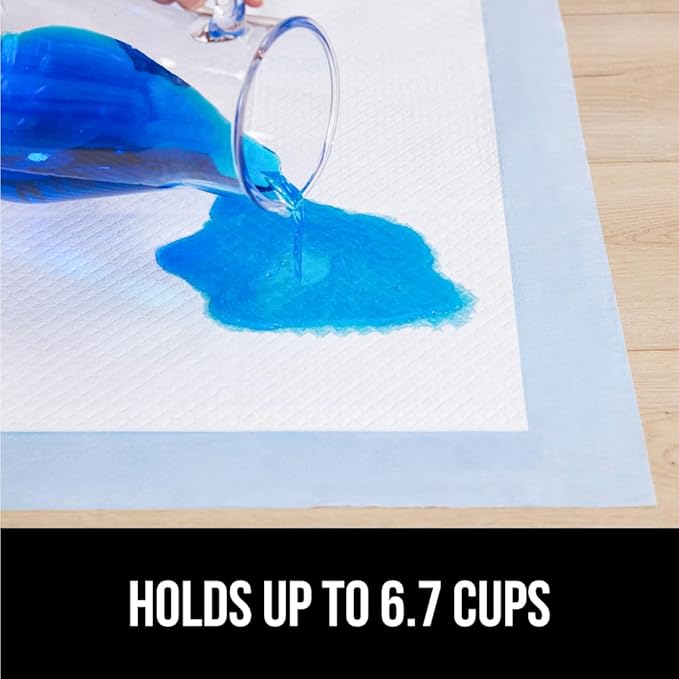 Gorilla Guard Disposable Puppy Pads, 100 Count 22x22 in, 5 Layer Pee Pads for Dogs, Absorbent Diaper Changing Pad, Dog Potty Training Supplies, Quick Dry Pet Housebreaking Essentials for Puppies