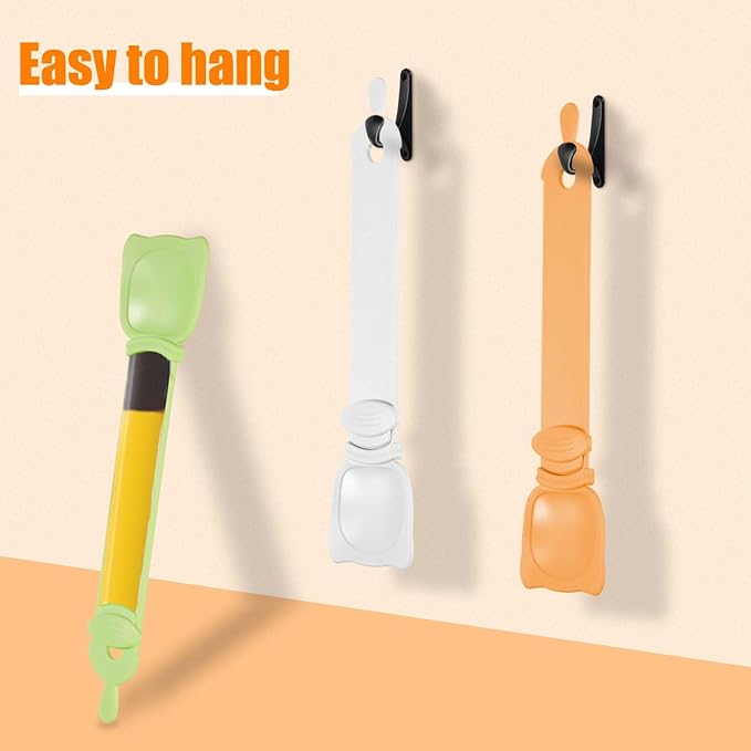 3pcs Cat Strip Feeders, Cute Cat Head Shape Cat Strip Squeeze Spoons Multifunctional 2-in-1 Cat Food Dispenser Cat Strip Spoons Cat Food Spoons for Wet Food Cat Pet Supplies