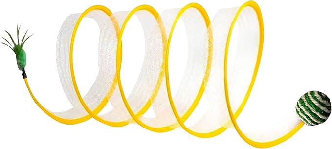 SD Cat Tunnels, Folded Cat Tube Tunnel,Cat Toys for Indoor Cats Large,Cat Tunnel Bed for Kitten,Cat Donut Tunnels,Whisker Twister for Cats,Cat Toy for Indoor Cats,Decompression Cat Spring, Yellow