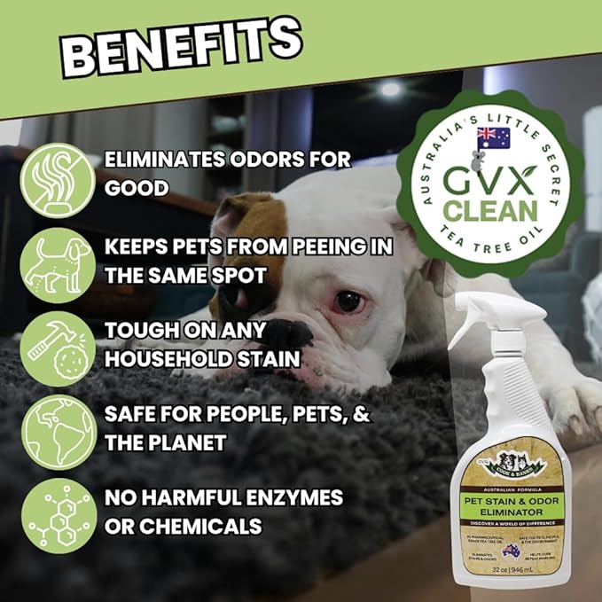GVX Cook & Banks Pet Odor Eliminator - Pet Carpet Cleaner Spray - Dog Urine Cleaner & Cat Spray Deterrent - Dog Pee Spray & Cat Urine Deterrent - Dog and Cat Pee Cleaner - Hard Floor Cleaner - 32 oz